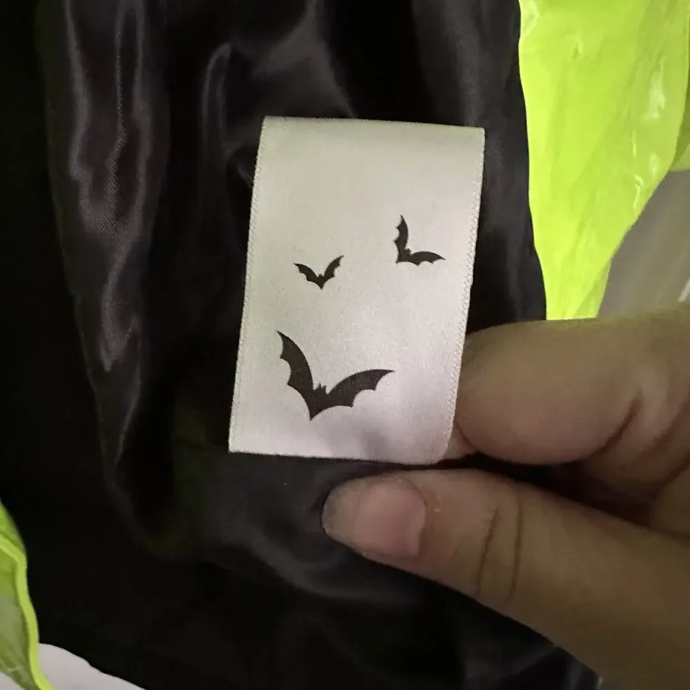 Dolls Kill Trickz N' Treatz Slime Viral Vengeance Vinyl Trench Coat Neon Green L - Picture 5 of 7